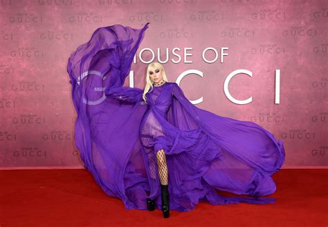 lady gaga house of gucci purple dress|lady gaga gowns.